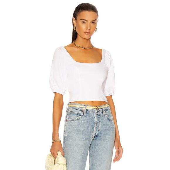 STAUD Papaya Cotton Puff Sleeves Top - 0 - Picture 1 of 4